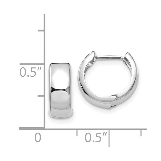 14k White Gold Polished Hinged Hoop Earrings