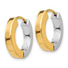 14k Two-tone Gold Polished Hollow Hinged Hoop Earrings