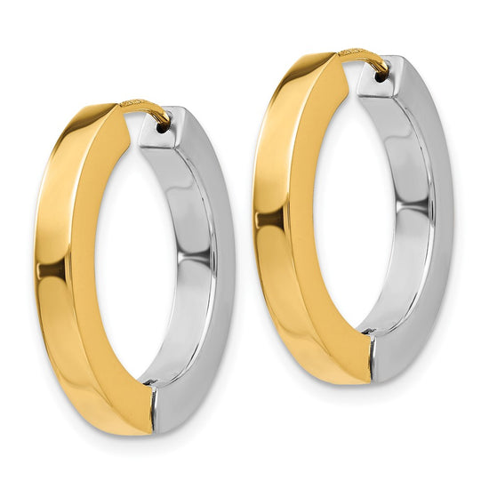 Gold Two-tone Circle Hinged Hoop Earrings