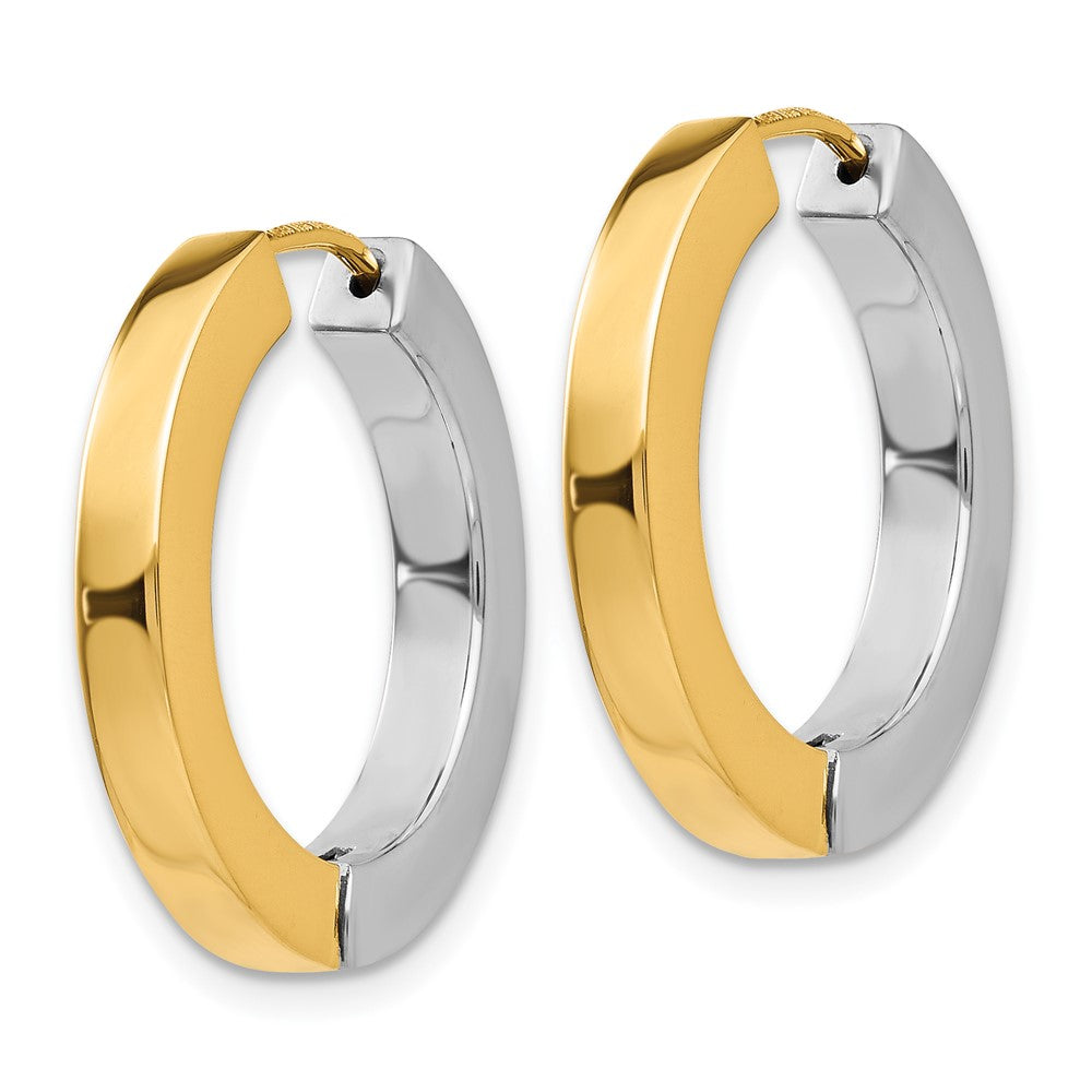 Gold Two-tone Circle Hinged Hoop Earrings