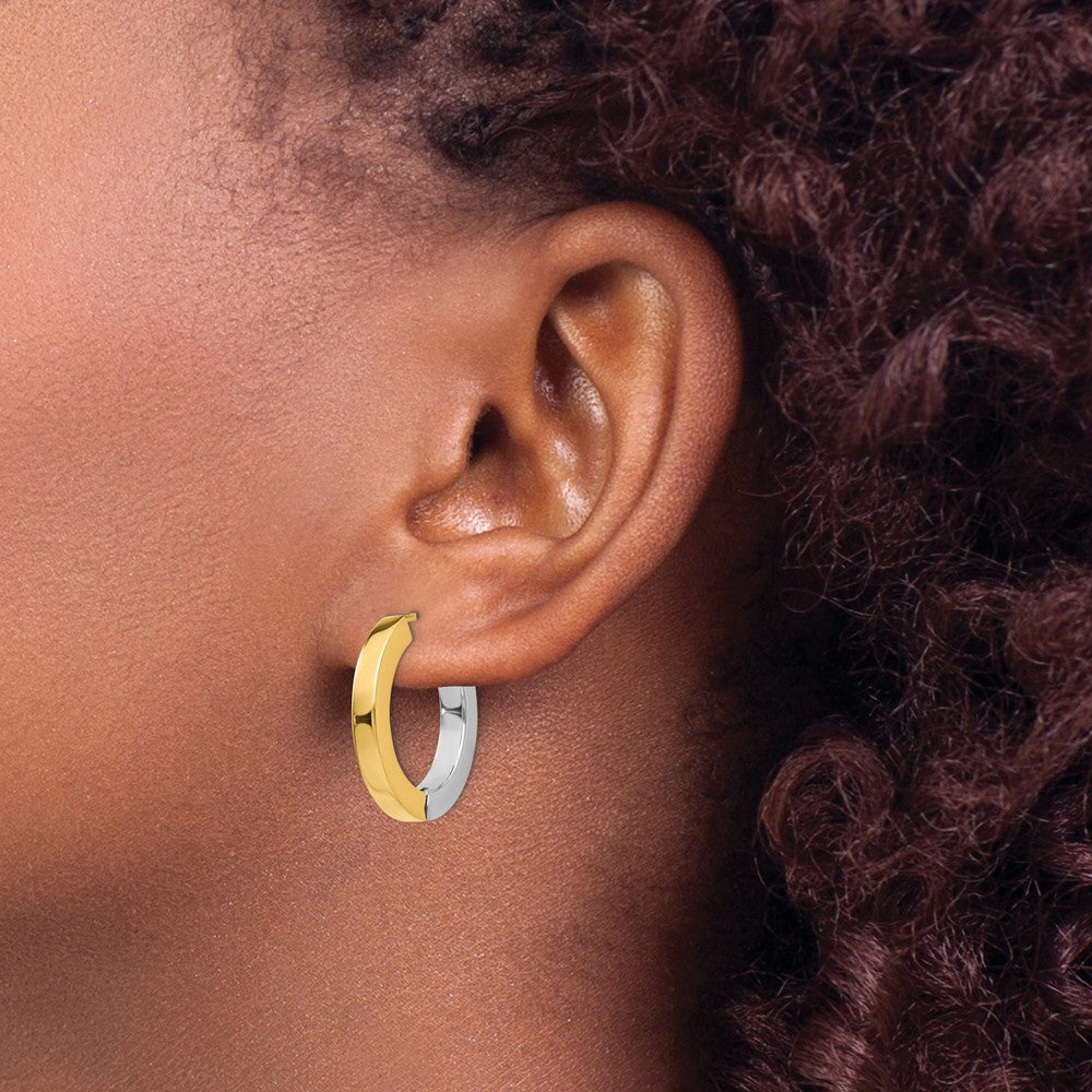 Gold Two-tone Circle Hinged Hoop Earrings