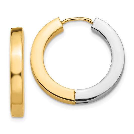 Gold Two-tone Circle Hinged Hoop Earrings