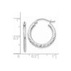 14K White Gold 1.5x20mm Diamond-cut Hollow Hoop Earrings