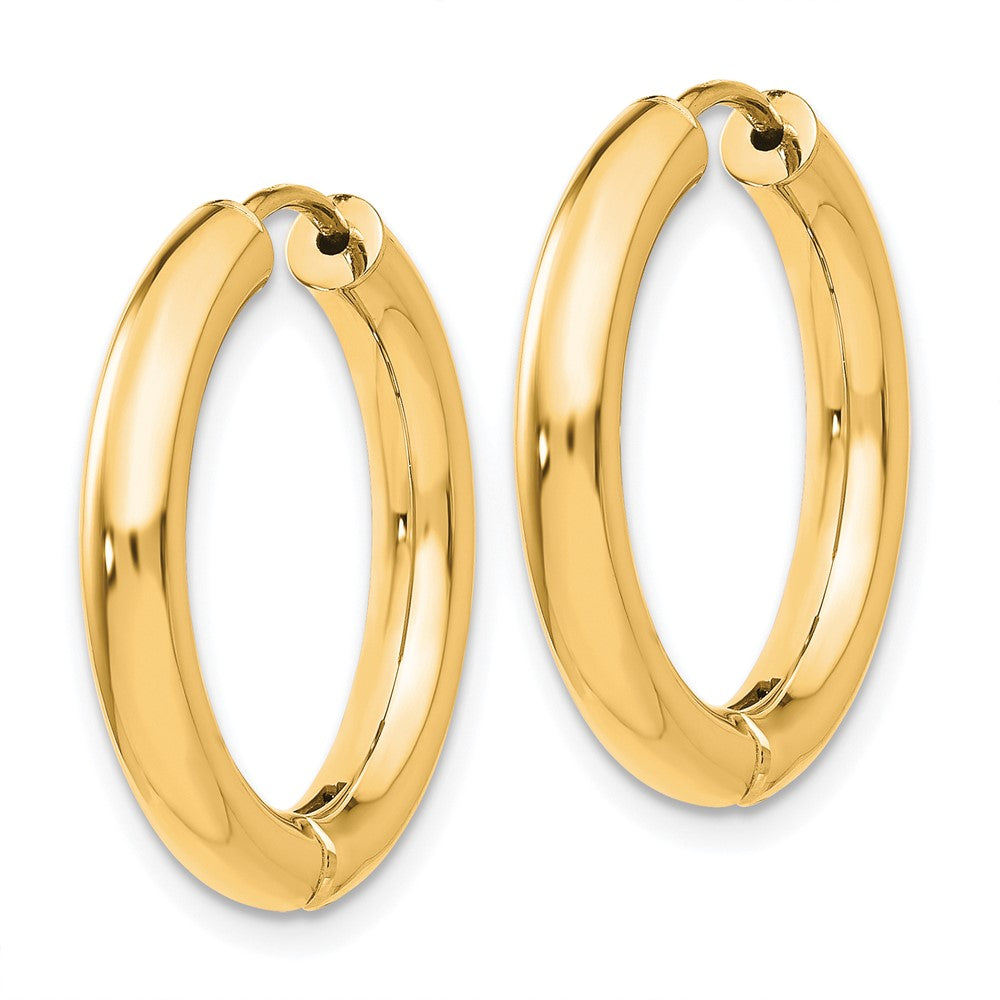 Gold Circle Tube Hinged Hoop Earrings