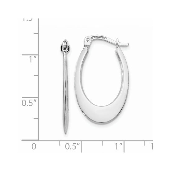 14k White Gold 1x26mm Polished Tapered Oval Hoop Earrings