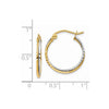 14K Yellow and White Gold Diamond Cut Twisted Hoop Earrings