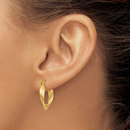 Gold Twisted Tube Hoop Earrings