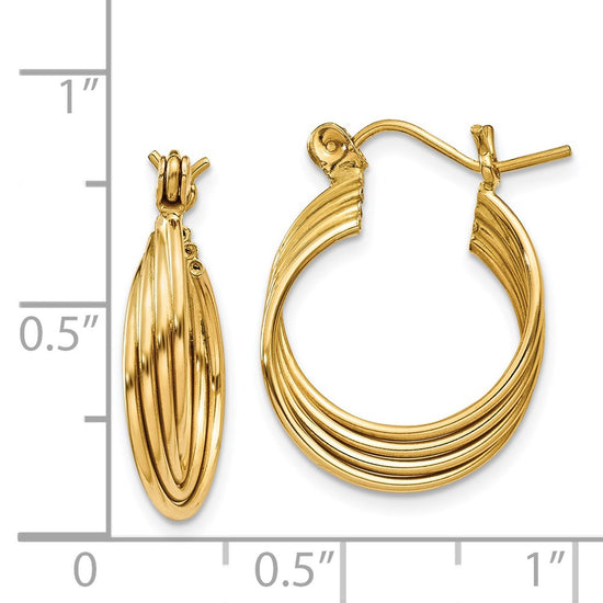 Gold Twisted Tube Hoop Earrings