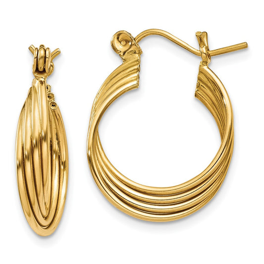Gold Twisted Tube Hoop Earrings
