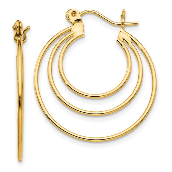 14k Polished Circles Hoop Earrings