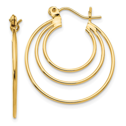 14k Polished Circles Hoop Earrings