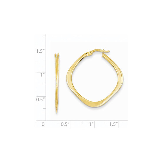 14k 2x30mm Tapered Square Hoop Earrings