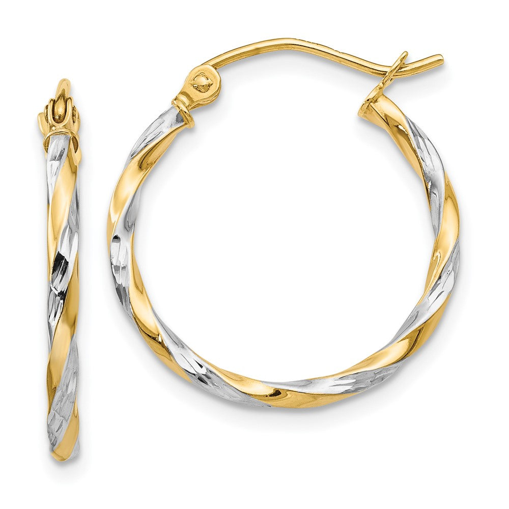2mm Gold Rhodium Twisted Hoop Earrings