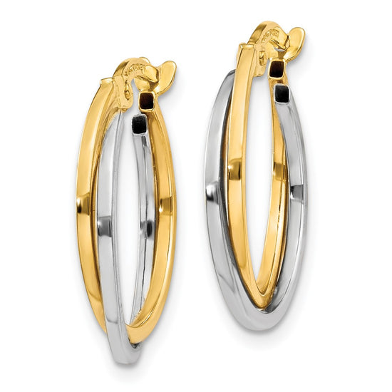 Gold Two-tone Twisted Hoop Earrings