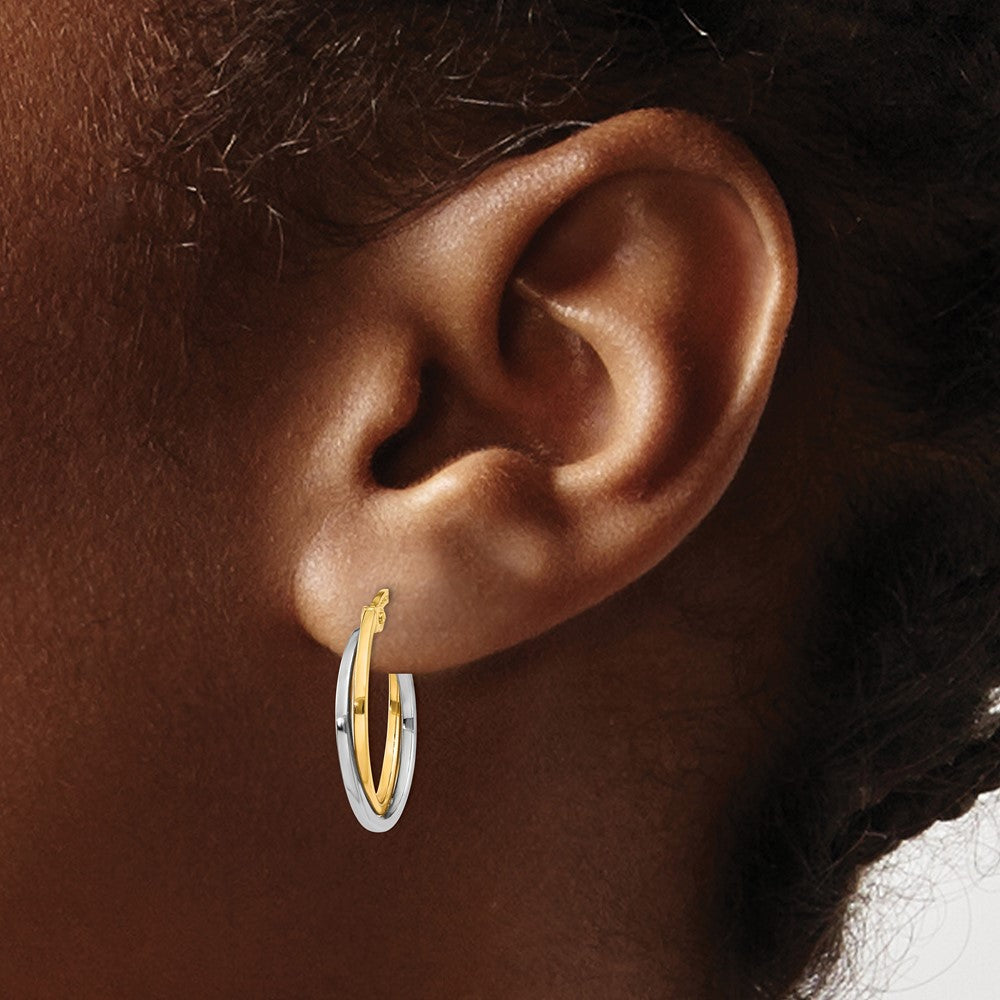 Gold Two-tone Twisted Hoop Earrings