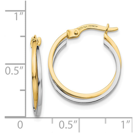 Gold Two-tone Twisted Hoop Earrings