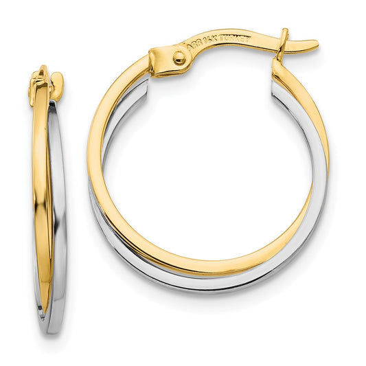 Gold Two-tone Twisted Hoop Earrings