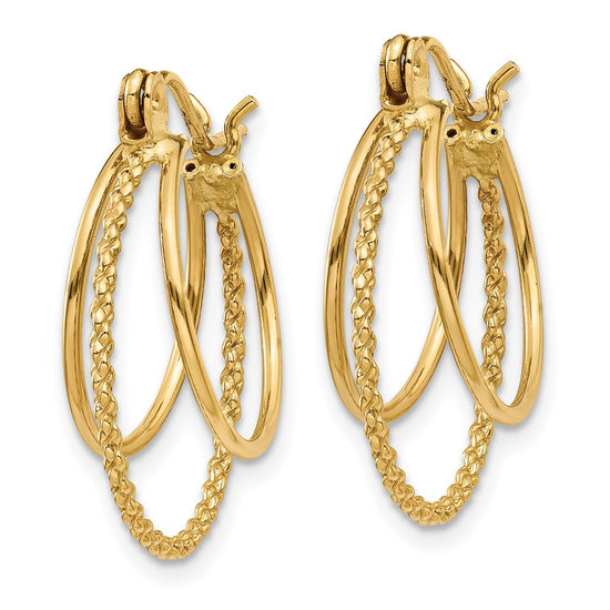 Gold Triple Textured Hoop Earring