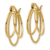 14k Polished and Textured Circle Hoop Earrings