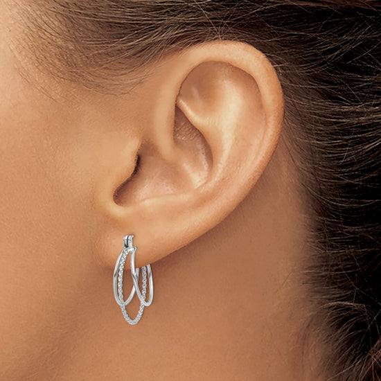 Gold Triple Textured Hoop Earring