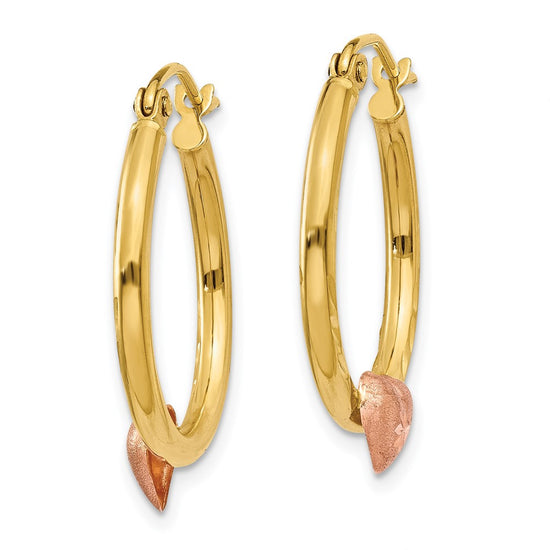 Gold Two-tone Heart Hoop Earrings