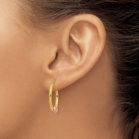Gold Two-tone Heart Hoop Earrings