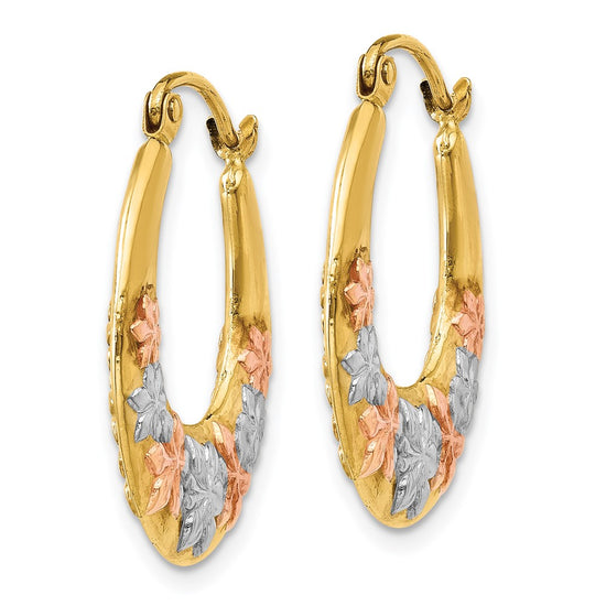 Gold With Rhodium Hoop Earrings