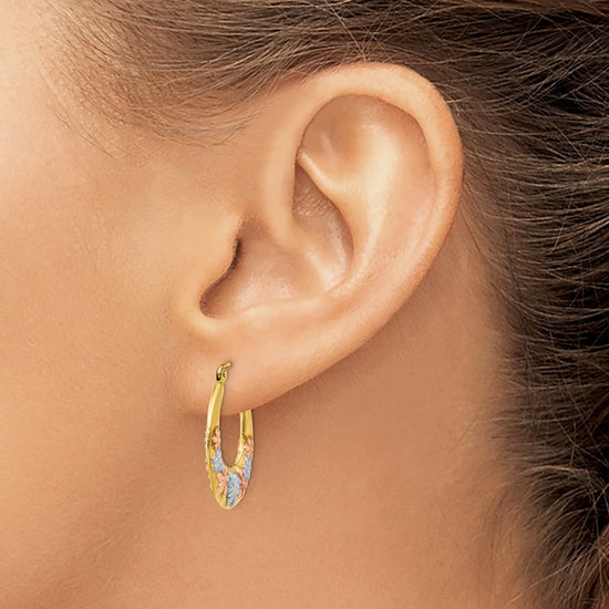 Gold With Rhodium Hoop Earrings