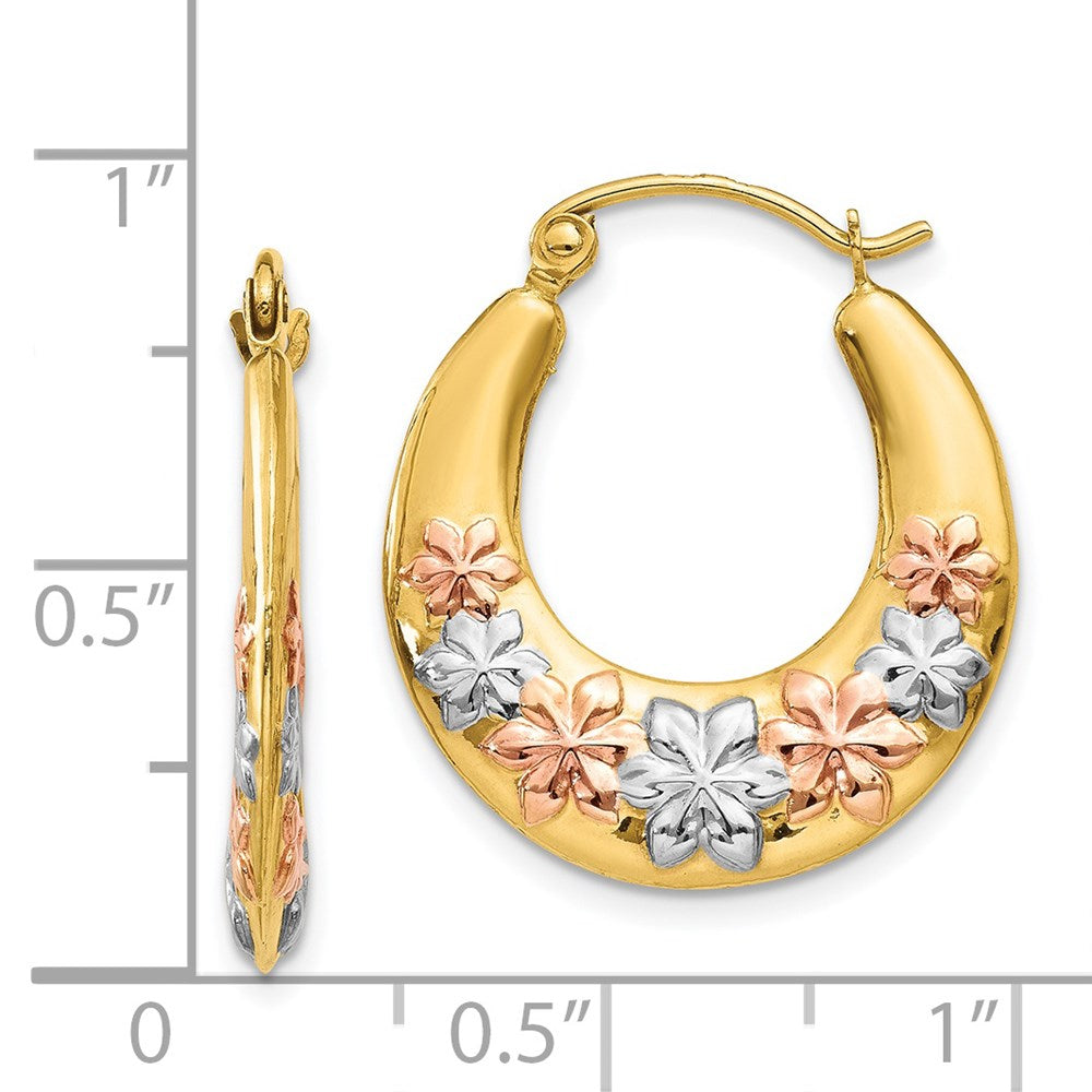 Gold With Rhodium Hoop Earrings