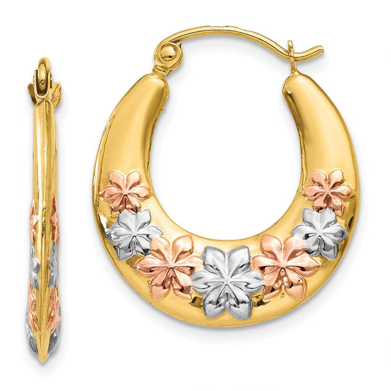 Gold With Rhodium Hoop Earrings