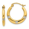 14K & Rhodium Flowers Hollow Hoop Earrings