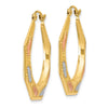 14K & White and Rose Rhodium Hollow Hoop Earrings