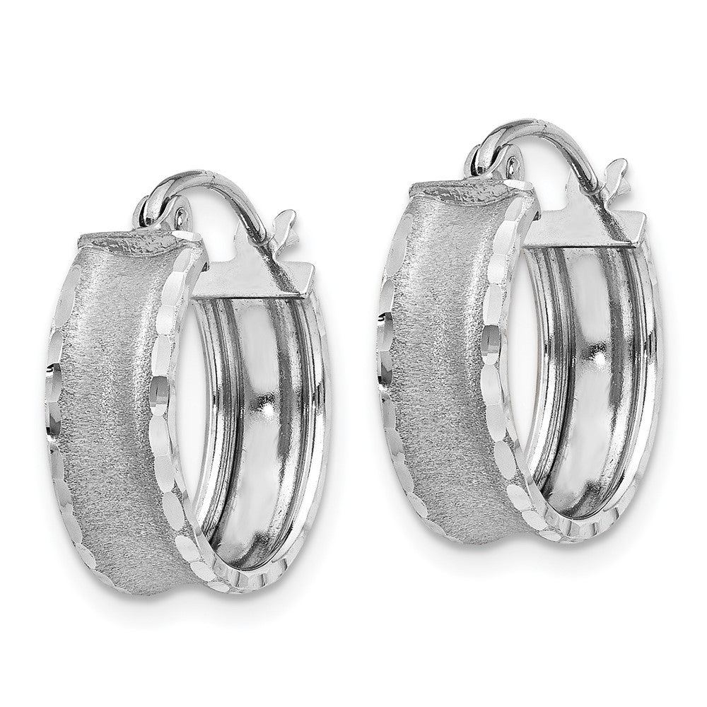 5mm Gold Satin Diamond-cut Hoop Earrings