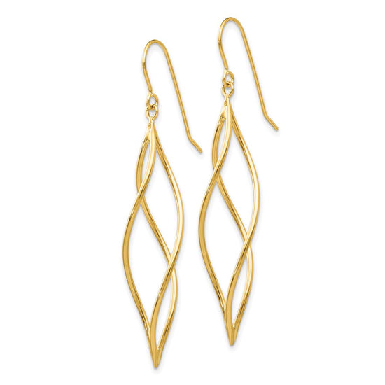 Gold Twisted Dangle Shepard Hook Earrings