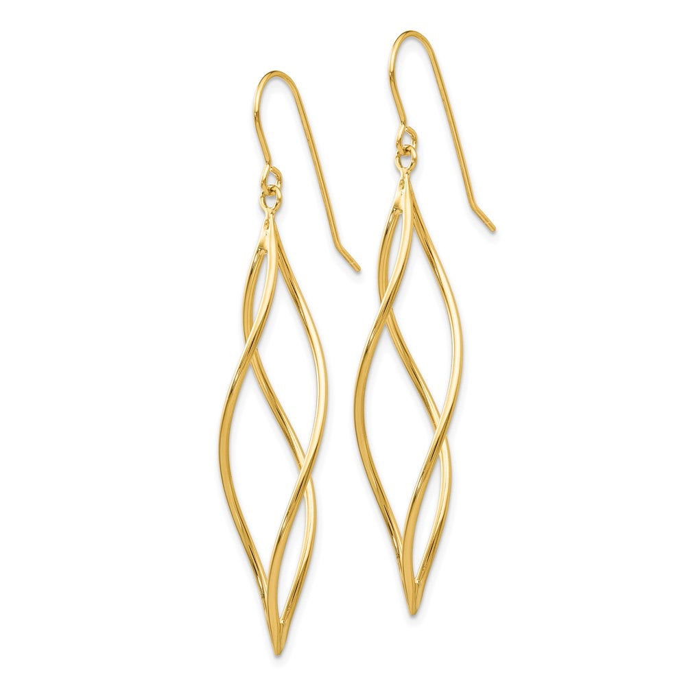 Gold Twisted Dangle Shepard Hook Earrings