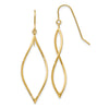14k Polished Twisted Oblong Dangle French Hook Earrings