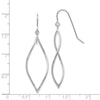 14k White Gold Polished Twisted Oblong Dangle French Hook Earrings