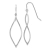 14k White Gold Polished Twisted Oblong Dangle French Hook Earrings