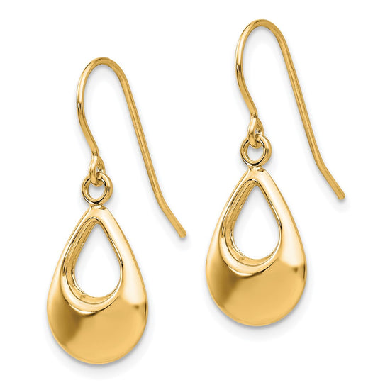 Gold Teardrop Dangle Shepard Hook Earrings