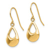14k Open Teardrop Hollow Dangle French Hook Earrings