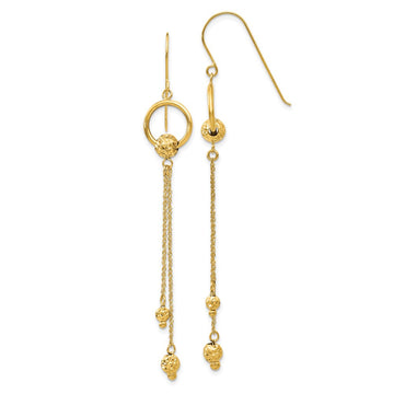 14K Diamond-cut Beads and Chain Dangle French Hook Earrings