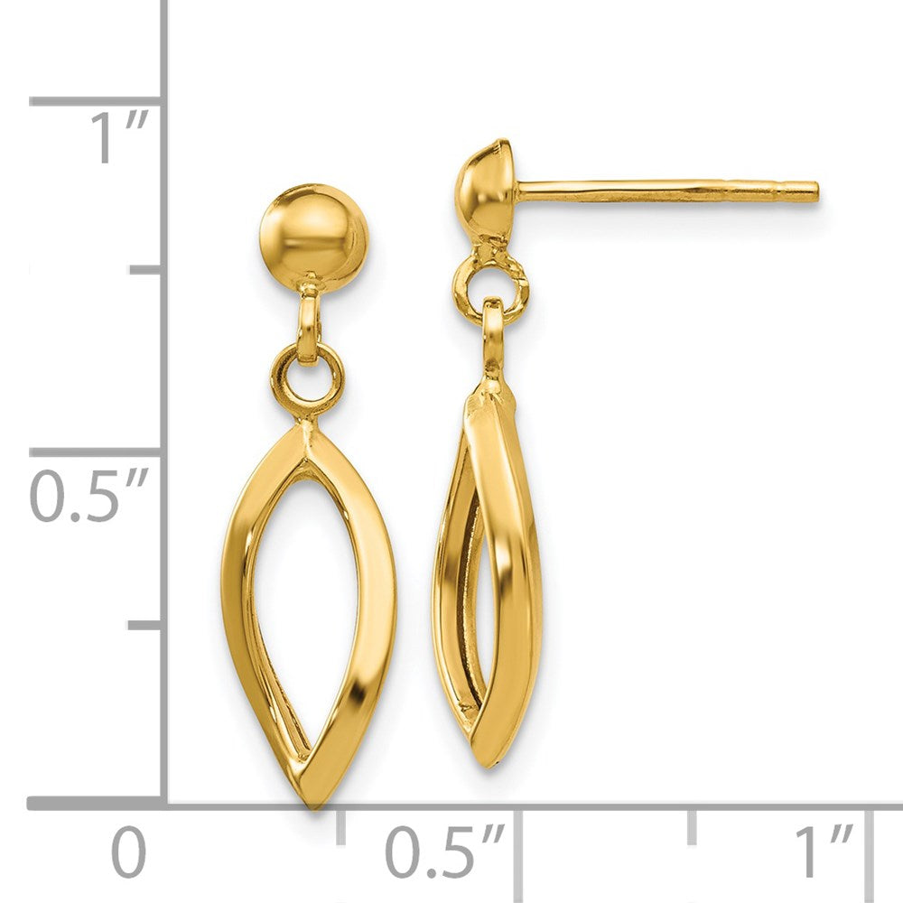 14k Twisted Oval Dangle Post Earrings