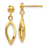14k Twisted Oval Dangle Post Earrings