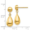 Gold Polished Teardrop Dangle Earrings