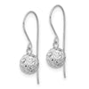 Gold Diamond-cut Ball Dangle Shepard Hoop Earrings