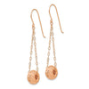 14K Rose Gold Chain with Diamond-cut 8mm Puffed Donut Bead Dangle French Hook Earrings
