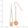 14K Rose Gold Chain with Diamond-cut 8mm Puffed Donut Bead Dangle French Hook Earrings