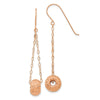 14K Rose Gold Chain with Diamond-cut 8mm Puffed Donut Bead Dangle French Hook Earrings