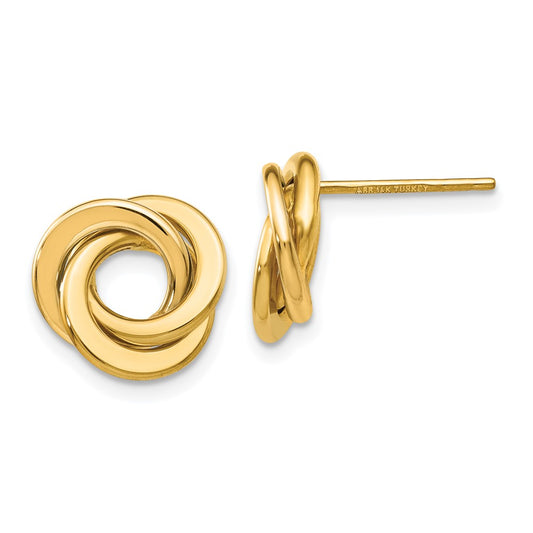14K 11mm Polished Intertwined Circles Love Knot Post Earrings