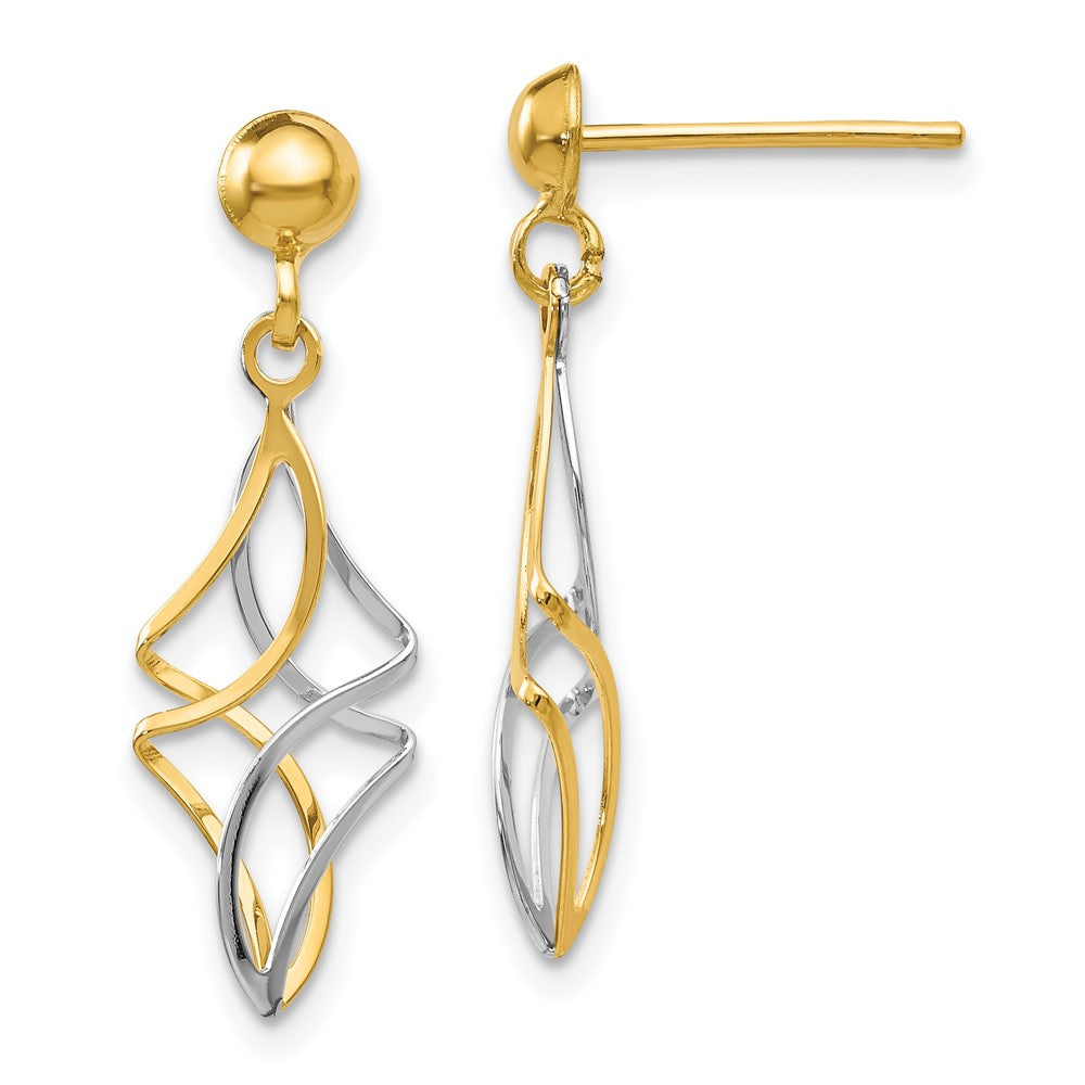 14k Two-tone Fancy Dangle Post Earrings